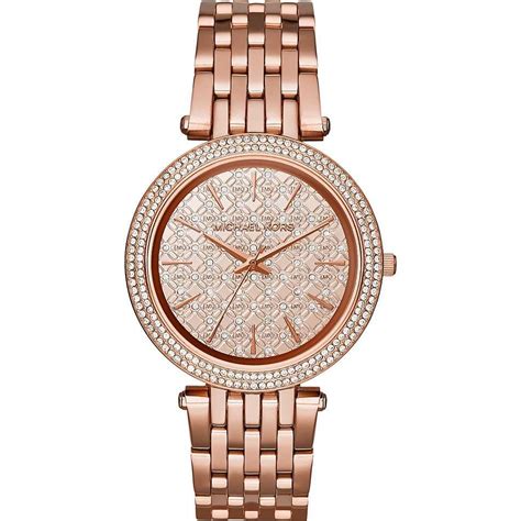 michael kors mit goldfarbenem armband und rosa ziffernblatt|Uhren im Rosé.